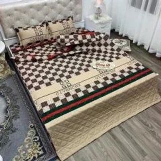 [HCM] Bộ Chăn Ga Vỏ Gối 5 Món GVC Kem 1m6x2m ( 1 Drap + 2 Vỏ Gối Nằm + 1 Chăn Hè + 1 Vỏ Gối Ôm )