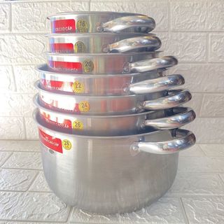 [HCM] Nồi Inox Thân Cao Dày Dặn Kèm Nắp Inox, Size từ16-18-20-22-24-26 cm