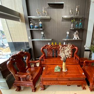 bàn ghế salon gỗ tự nhiên 6 món C14
