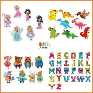 Sticker đính đá cho bé, tranh đính đá cho bé, trang trí cốc, ví, cặp, dán tường hình công chúa đáng yêu