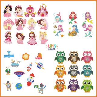 Sticker đính đá cho bé, tranh đính đá cho bé, trang trí cốc, ví, cặp, dán tường hình công chúa đáng yêu