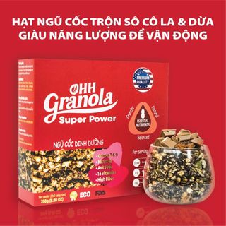 Hạt Granola, Ngũ Cốc Ăn Vặt Giúp Tăng Cơ Tập Gym Super Power (Ohh Granola),Mắc Ca, Hạnh Nhân Socola Hộp 250g