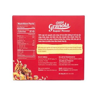 Giảm Cân Ngũ Cốc Tăng Cơ Giàu Năng Lượng Chocolate Đen - Super Power (Ohh - Granola) Tiêu Chuẩn FDA Hoa Kỳ, Hộp 250g