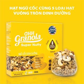 Ngũ cốc Ohh Granola Super Healthy, Nutty, Power hạt Hạnh Nhân, Óc chó, hạt Chia, hạt Điều, Mắc ca, Mật ong, Chocolate