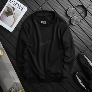 BIGSIZE - Áo sweater nam vải nỉ form bigsize 90kg - 120kg - trơn đen