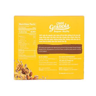 Snack Ăn Liền - Ngũ Cốc Hạt Siêu Dinh Dưỡng Dòng Super Nutty (Ohh Granola) 250g, Phối Trộn 7 Loại Hạt Cao Cấp Theo Tiêu Chuẩn FDA - Hoa Kỳ