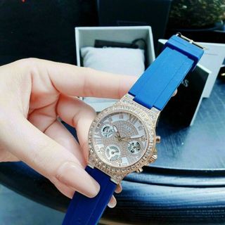 ĐỒNG HỒ GUEES NỮ CAO SU ĐÍNH PHA LÊ