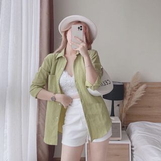 Áo sơ mi đũi gân dài tay nhiều màu