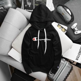 Áo hoodie nam form bigsize 70kg - 130kg đen in chữ Cham pi