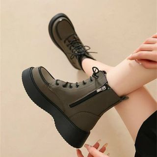 Giày boots nữ buộc dây phối khóa kéo hông đẹp 23 giá sỉ