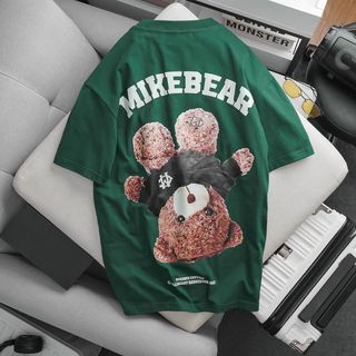 BIGSIZE - Áo thun cotton form nam bigsize 70KG - 130kg - in hình gầu và chữ Mik eb ear
