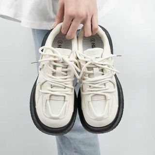 Giày thể thao nữ da mềm màu trắng phối đế đen 5