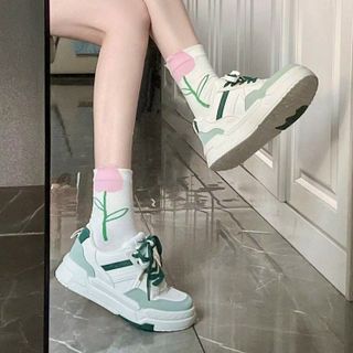 Giày thể thao nữ Da mềm màu trắng phối màu đẹp 21