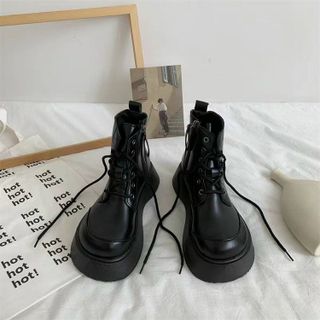 Giày boots nữ buộc dây phối khóa kéo hông đẹp 24 giá sỉ