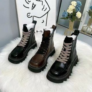 Giày boots nữ buộc dây phối khóa kéo sau đẹp 19 giá sỉ