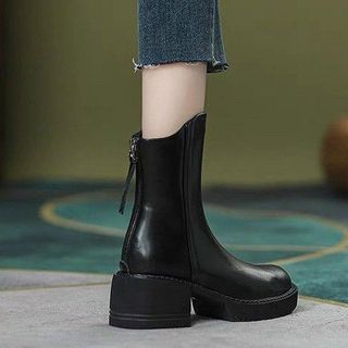 Giày boots nữ chất da trơn phối khóa kéo sau đẹp 18 giá sỉ