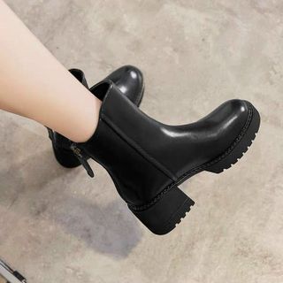 Giày boots nữ chất da trơn phối khóa kéo sau đẹp 18