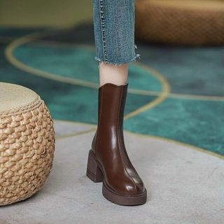 Giày boots nữ chất da trơn phối khóa kéo sau đẹp 18