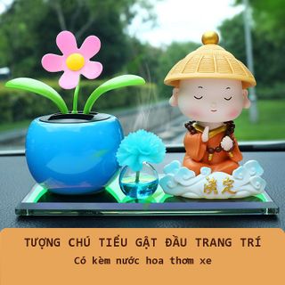 Tượng Trang Trí Taplo Chú Tiểu Chậu Hoa