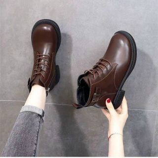 Giày boots nữ chất da mềm buộc dây thời trang 7