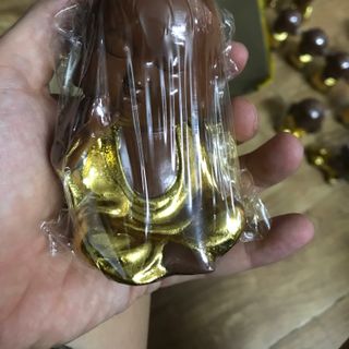 Tượng Chú tiểu gốm tử sa dát vàng