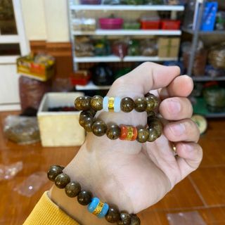 Vòng trầm hương mix nu thống bạch ngọc