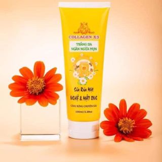 Sữa rửa mặt Collagen X3 nghệ mật ong mỹ phẩm Đông Anh trắng da ngăn ngừa mụn 100ml