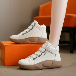 Giày thể thao nữ chất da mềm cổ cao phối quai dán đẹp 33