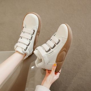 Giày thể thao nữ chất da mềm cổ cao phối quai dán đẹp 33