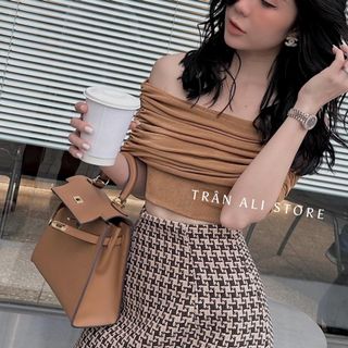Set chân váy dạ áo bẹt vai sang chảnh