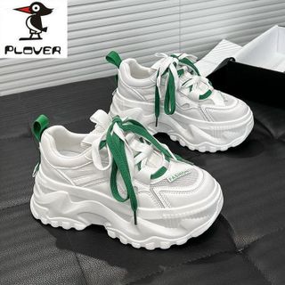 Giày thể thao nữ độn đế siêu cao màu trắng phối dây màu đẹp 48