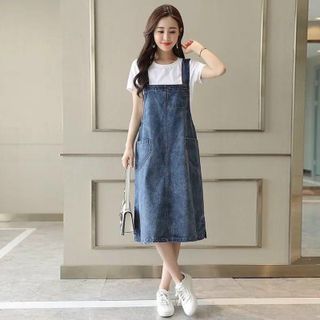 Yếm jean dài có co dãn