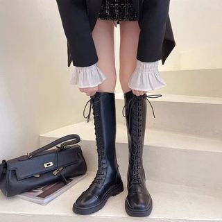 Giày boots nữ cổ cao buộc dây đẹp màu đen BL0030 giá sỉ