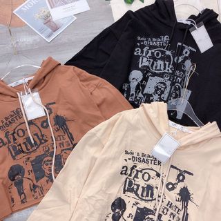 Áo tay dài có nón croptop hàng Qc