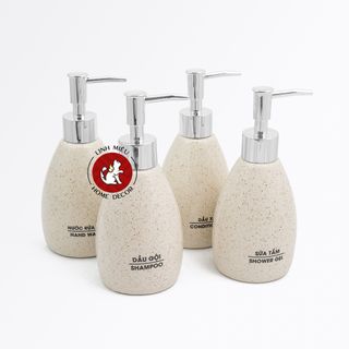 Bình sứ chiết dung dịch đựng dầu gội sữa tắm nước rửa tay khách sạn sang trọng