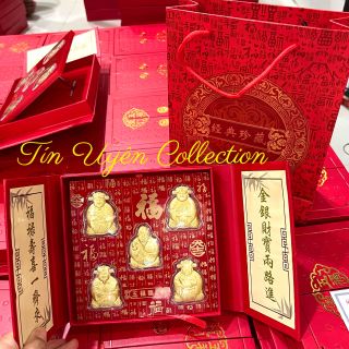 Sỉ Bộ Quà Tặng Tết Ngũ Phúc Lâm Môn Mạ Vàng may mắn, tài lộc, trường thọ biếu tặng Lì Xì Tết 2023 độc đáo