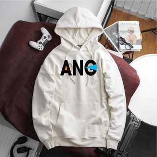 BIGSIZE - Áo khoác hoodie BB - Boiz nam size lớn, bigsize 90kg - 130kg - trắng in chữ ANG