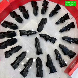Giày lười nữ chất da mềm phối khóa đẹp R005