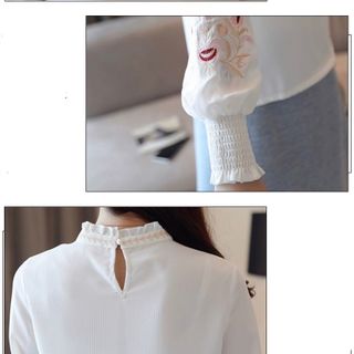 Áo cổ trụ thêu tay