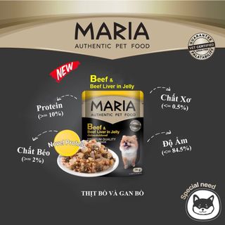 pate cho chó poodle Combo 8 gói 70g (MARIA) - thức ăn cho chó vị thịt bò, thịt gà, cá hồi, cá ngừ