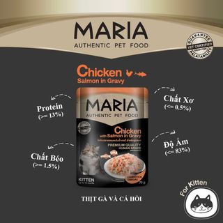 pate cho mèo MARIA (1 hộp 12 gói 70g) - thức ăn cho mèo vị thịt gà, cá hồi, cá thu, mực