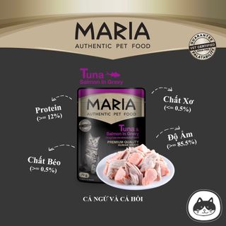 pate cho mèo MARIA (1 hộp 12 gói 70g) - thức ăn cho mèo vị thịt gà, cá hồi, cá thu, mực