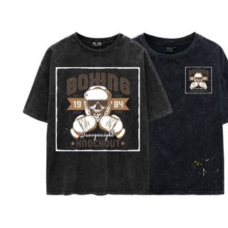 BIGSIZE - Áo thun wash hiệu ứng BB Boiz form bigsize 90kg - 130kg- in chữ Bo hing