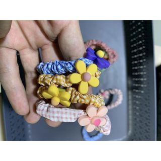 Set 10 Dây Cột Tóc Co Giãn Hoạ Tiết, Kẻ Sọc Caro Hàn Quốc