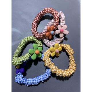 Set 10 Dây Cột Tóc Co Giãn Hoạ Tiết, Kẻ Sọc Caro Hàn Quốc