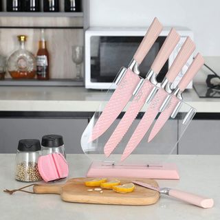 [BỘ DAO 5 MÓN] Bộ dao làm bếp cao cấp 5 món siêu sắc bén, kèm giá đỡ để dao tiện lợi.