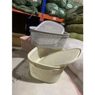 [RỔ NHỰA GIẢ MÂY CÓ NẮP] Rổ nhựa giả mây HÀN QUỐC có nắp DF1109, giúp không gian gọn gàng ngăn nắp.