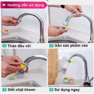 ĐẦU VÒI LỌC NƯỚC TĂNG ÁP 360 ĐỘ, Có Nút Điều Chỉnh.