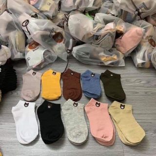 Set 10 Đôi Tất Gấu Cổ Ngắn Họa Tiết Brown Tặng Kèm Túi Đựng Dễ Thương.