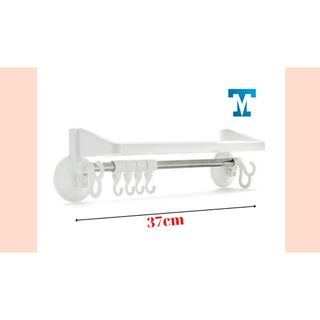[KỆ NHỰA HÍT CHÂN KHÔNG] Kệ nhựa hít tường kèm móc treo đồ đa năng dễ dàng lắp đặt, chịu lực tốt, móc treo khăn tiện lợi